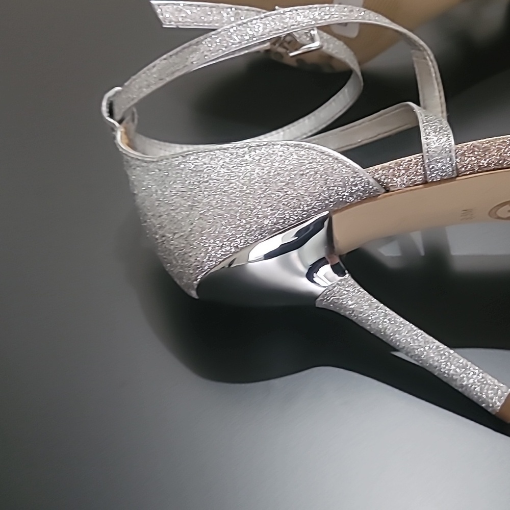 Michael Kors Astrid Glitter Embellished Silver/Gold Sandal 9.5M - Picture 9 of 11